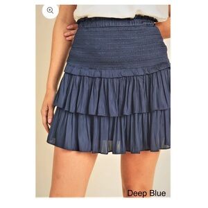 Blue Tiered Ruffled Mini Skirt